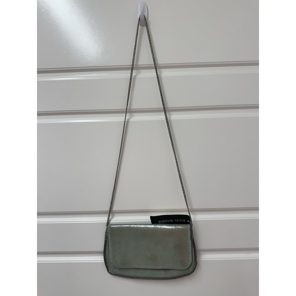 STEVE MADDEN Evening Bag Mint Silver Chain Edgy Modern Purse New NWT $88